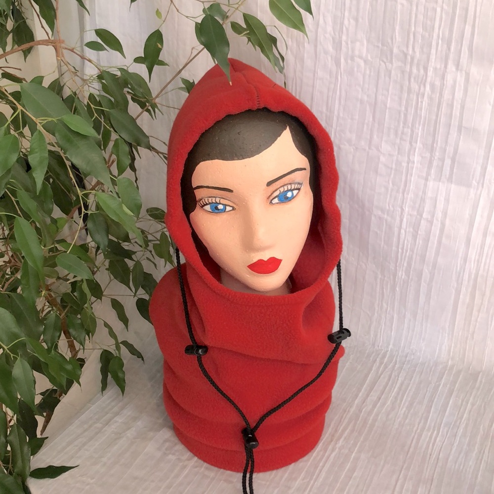 Unisex orange rust fleece long winter cold weather adjustable hood outdoor wear - Picture 1 of 9